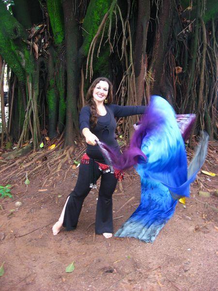 Véu Leque ( Fan ) de Seda para Dança do Ventre