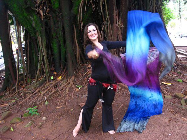Véu Leque ( Fan ) de Seda para Dança do Ventre