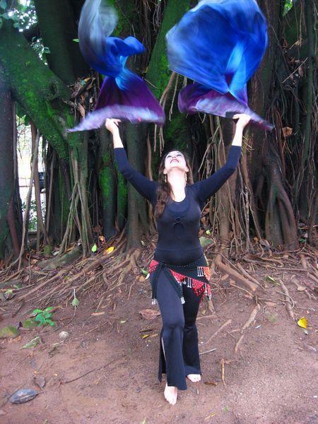 Véu Leque ( Fan ) de Seda para Dança do Ventre