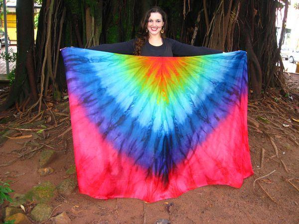 Véu Arco-Íris de Seda para Dança do Ventre
