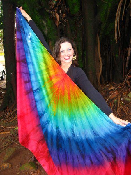 Véu Arco-Íris de Seda para Dança do Ventre