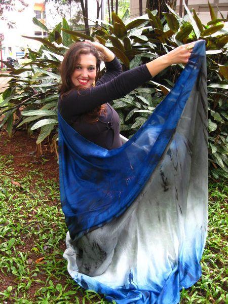 Véu Colorido de Seda para Dança do Ventre