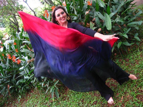 Véu Colorido de Seda para Dança do Ventre