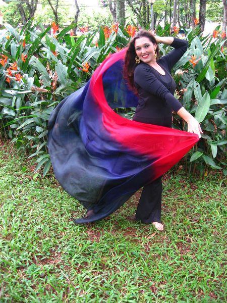 Véu Colorido de Seda para Dança do Ventre