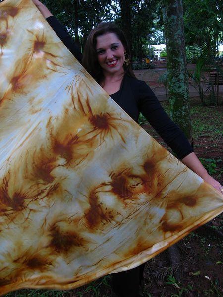 Véu Floral de Seda para Dança do Ventre