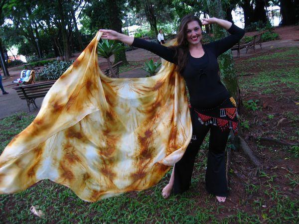 Véu Floral de Seda para Dança do Ventre