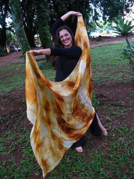 Véu Floral de Seda para Dança do Ventre