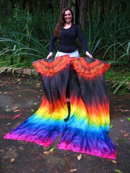 Véu Leque (Fan) de Seda para Dança do Ventre