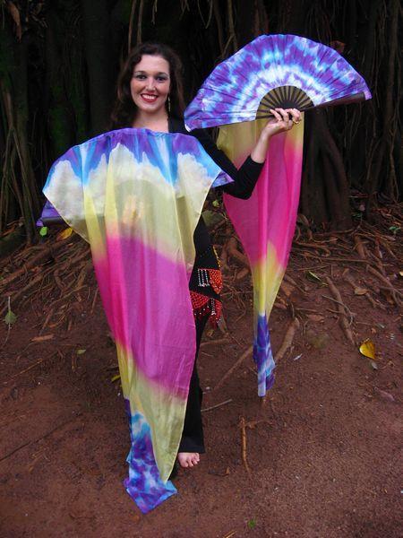 Véu Leque de Seda para Dança do Ventre