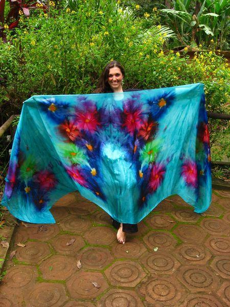 Véu Floral de Seda para Dança do Ventre