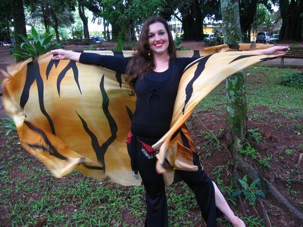 Véu Efeito Especial de Seda para Dança do Ventre