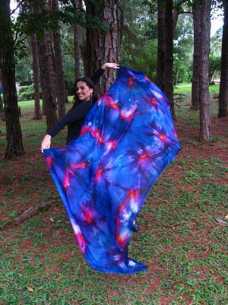 Véu Floral de Seda para Dança do Ventre