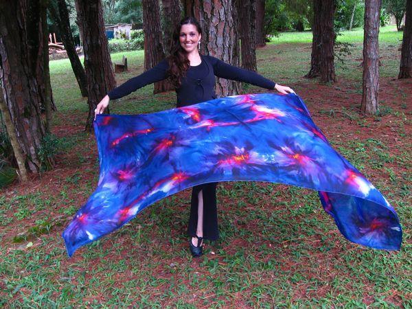Véu Floral de Seda para Dança do Ventre