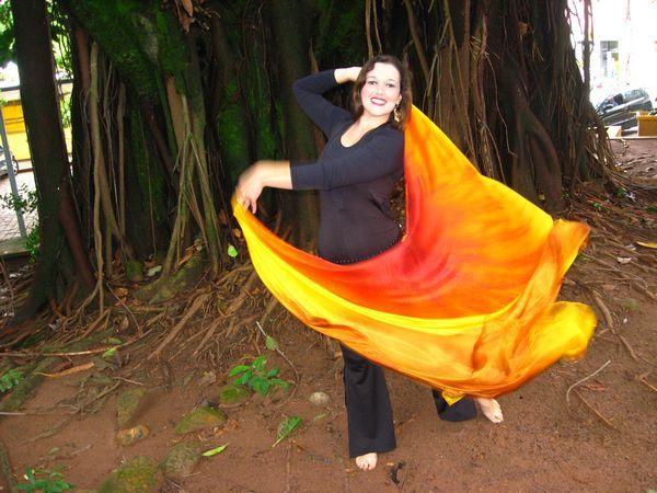 Véu Colorido de Seda para Dança do Ventre