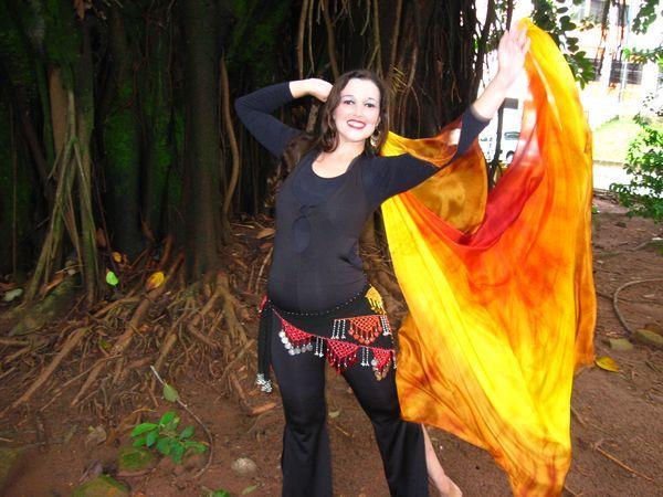 Véu Colorido de Seda para Dança do Ventre
