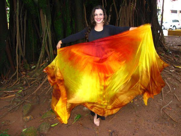 Véu Colorido de Seda para Dança do Ventre