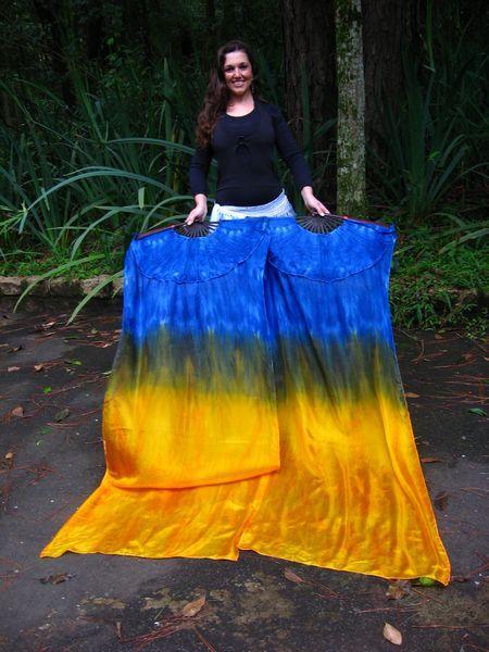 Véu Leque de Seda para Dança do Ventre