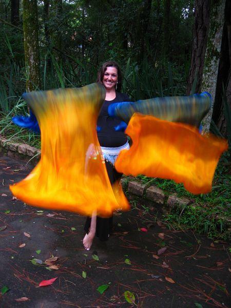 Véu Leque de Seda para Dança do Ventre