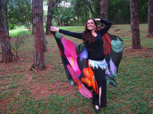 Véu Artístico de Seda para Dança do Ventre