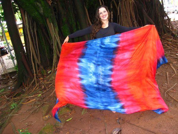 Véu Colorido de Seda para Dança do Ventre