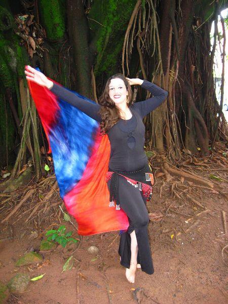 Véu Colorido de Seda para Dança do Ventre