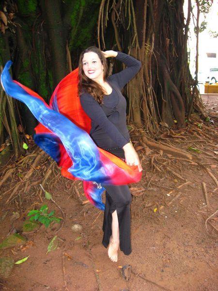 Véu Colorido de Seda para Dança do Ventre