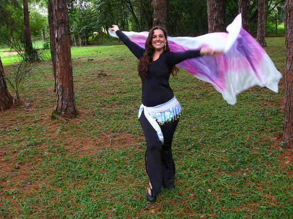 Véu Colorido de Seda para Dança do Ventre