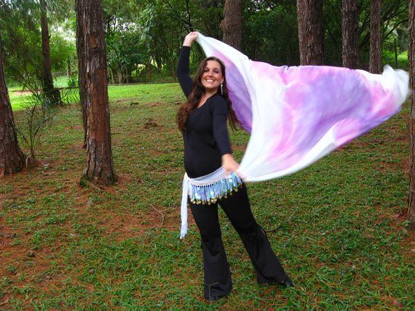 Véu Colorido de Seda para Dança do Ventre