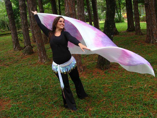 Véu Colorido de Seda para Dança do Ventre