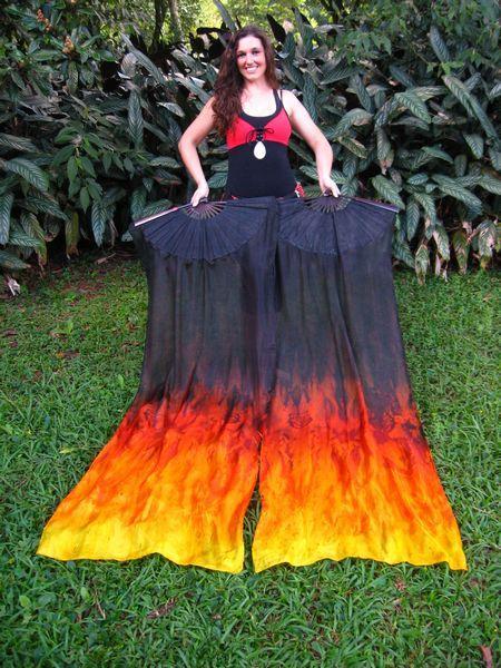 Véu Leque (Fan) de Seda para Dança do Ventre