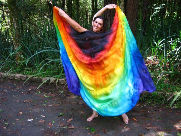 Véu de Seda Patchwork para Dança do Ventre