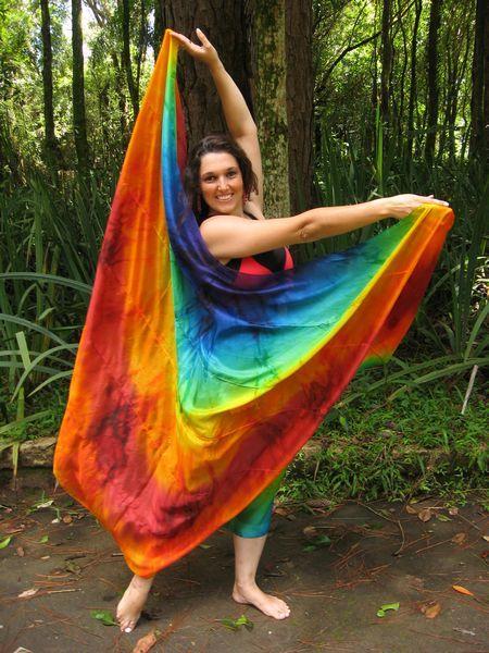 Véu de Seda Patchwork para Dança do Ventre