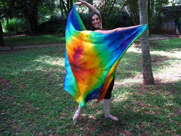 Véu de Seda Patchwork para Dança do Ventre