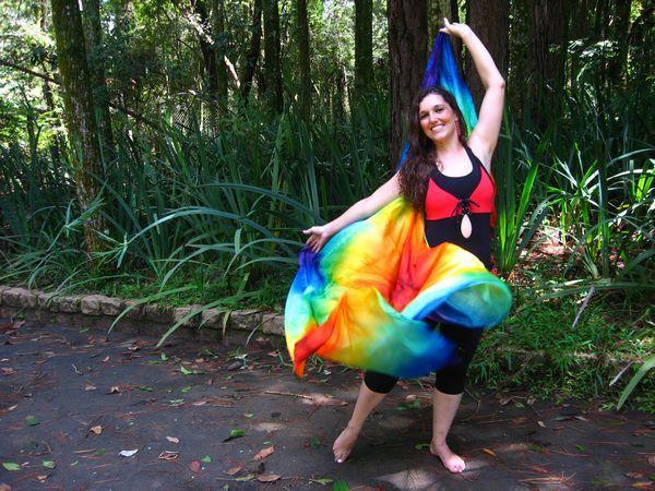 Véu de Seda Patchwork para Dança do Ventre