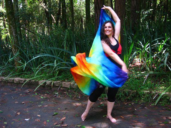 Véu de Seda Patchwork para Dança do Ventre