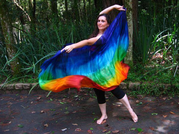 Véu de Seda Patchwork para Dança do Ventre