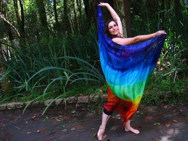 Véu de Seda Patchwork para Dança do Ventre