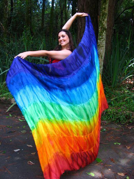 Véu de Seda Patchwork para Dança do Ventre
