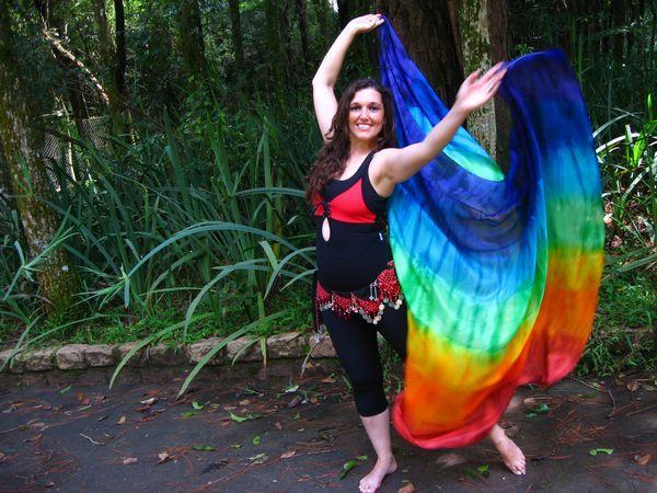 Véu de Seda Patchwork para Dança do Ventre