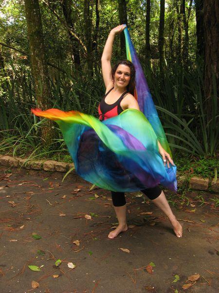 Véu de Seda Patchwork para Dança do Ventre