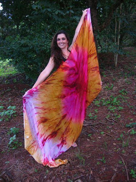 Véu de Seda Patchwork para Dança do Ventre