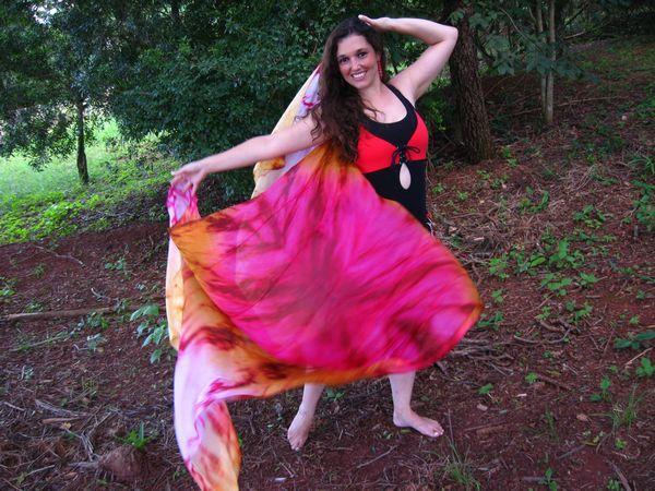 Véu de Seda Patchwork para Dança do Ventre