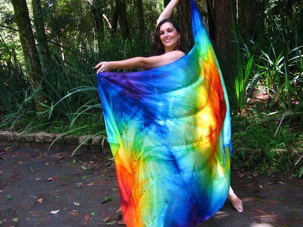 Véu de Seda Patchwork para Dança do Ventre