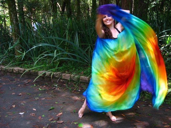 Véu de Seda Patchwork para Dança do Ventre