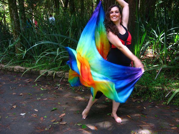 Véu de Seda Patchwork para Dança do Ventre