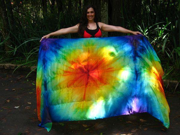 Véu de Seda Patchwork para Dança do Ventre