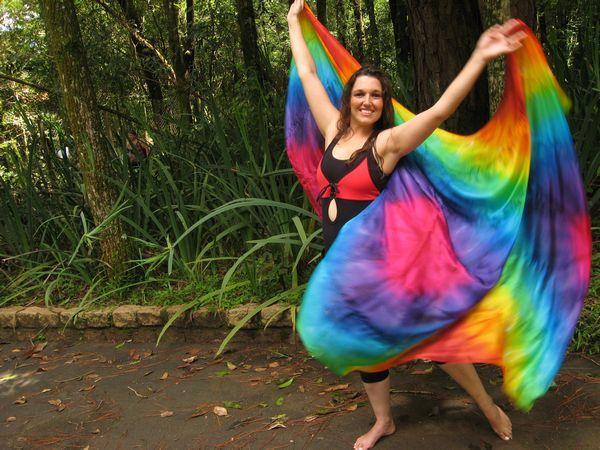 Véu de Seda Patchwork para Dança do Ventre
