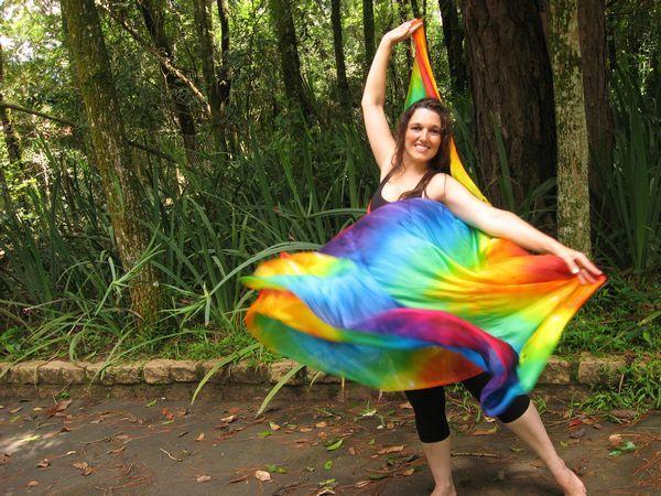 Véu de Seda Patchwork para Dança do Ventre