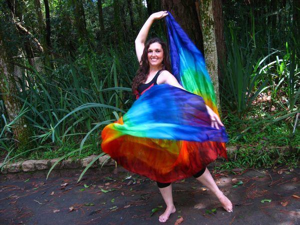 Véu Patchwork de Seda para Dança do Ventre