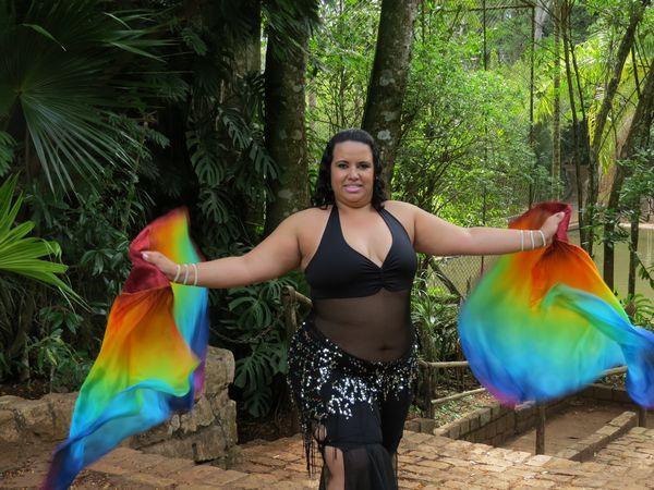 Véu Flag de Seda para Dança do Ventre